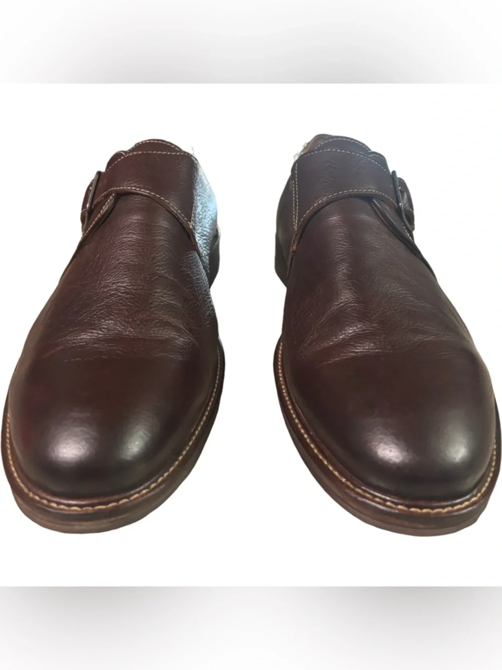Johnston & Murphy Shoes Mens Size 12 M Brown Leather Monk Strap Oxford Shoes